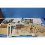 "MOURIDES" THREE WATERCOLOURS EACH SIGNED LOWER RIGHT, with sketches on the back, together with a