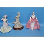 TWO COALPORT FIGURINES TO INCLUDE "MILLENNIUM DEBUT" AND "SUNNY DAYS" TOGETHER WITH ANOTHER FIGURE