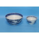 TWO BLUE AND WHITE ORIENTAL STYLE BOWLS