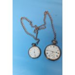TWO 9CT GOLD POCKET WATCHES AND 9CT GOLD ALBERT CHAIN