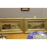 A PAIR OF FRAMED OIL ON CANVAS' DEPICTING LANDSCAPE SCENES