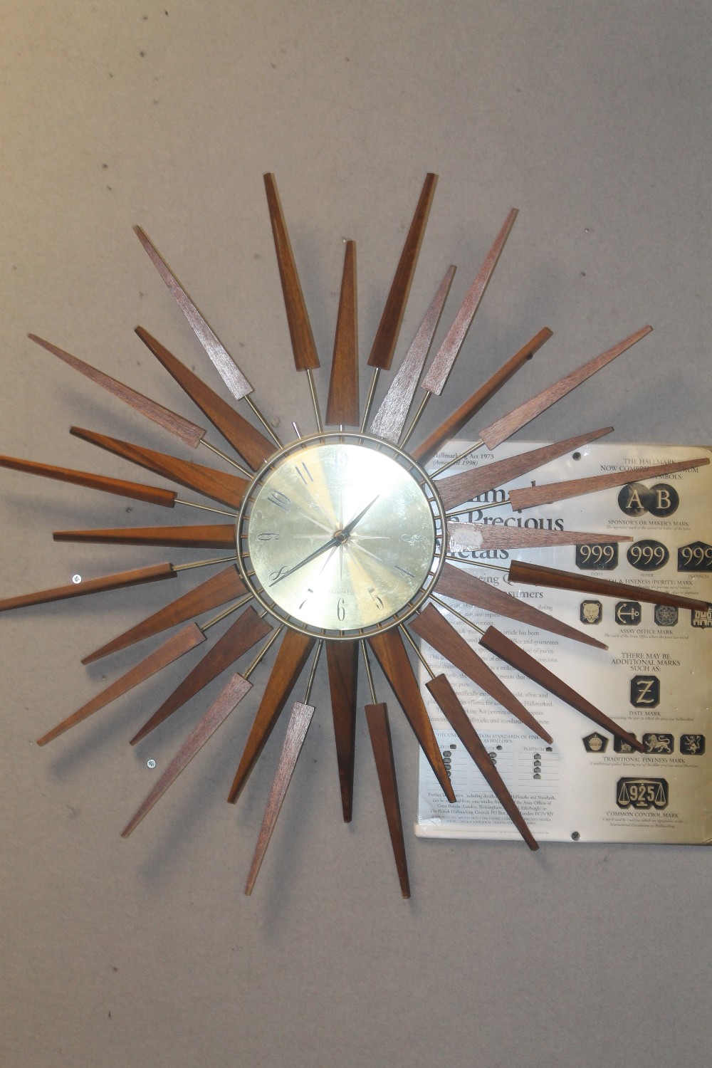 A RETRO STAR BURST SETH THOMAS WALL CLOCK