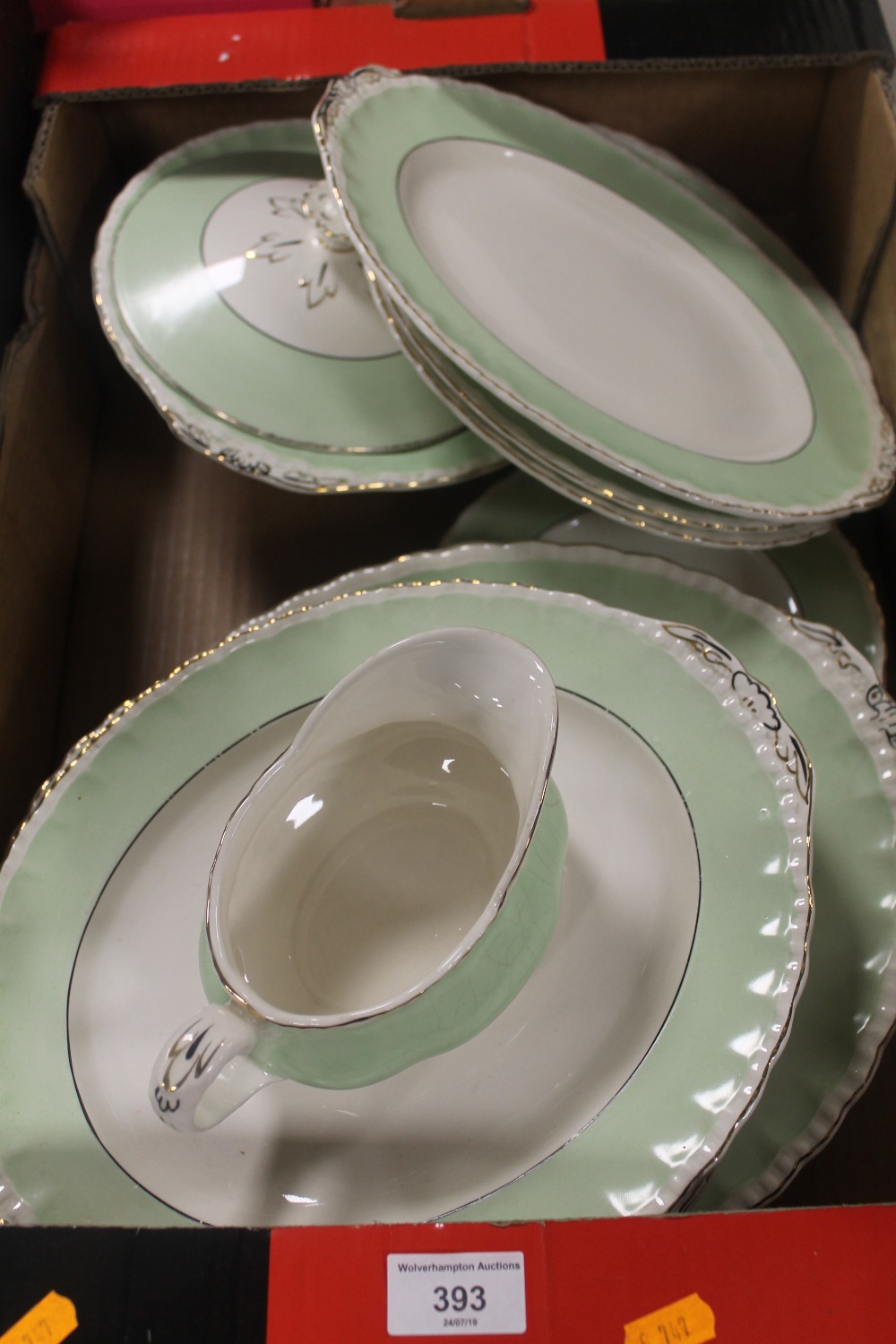 A TRAY OF CREAM PATEL GRIDLEY PART DINNER SERVICE