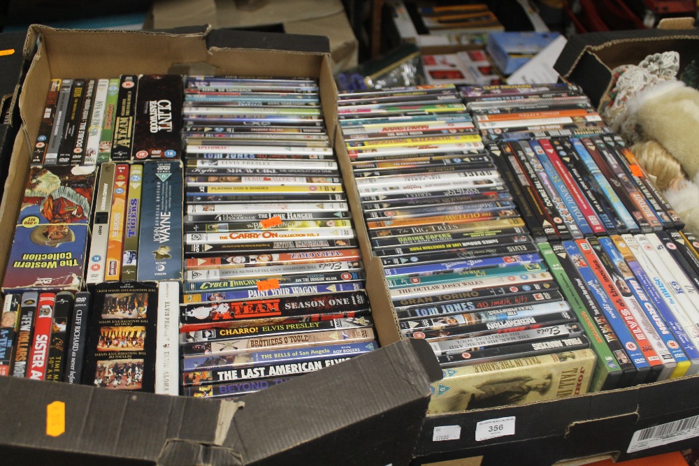 TWO TRAYS OF ASSORTED DVDS