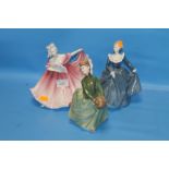 THREE ROYAL DOULTON FIGURINES TO INCLUDE "ELAINE", "GRACE" AND "FRAGRANCE"