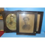 THREE WWI FRAMED PHOTOGRAPH PORTRAITS OF SOLDIERS, to include one of a South Staffordshire
