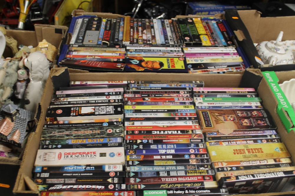 TWO TRAYS OF DVDS