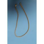 A 9CT GOLD ROPE TWIST CHAIN