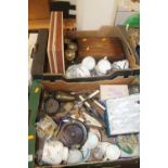 TWO TRAYS OF ASSORTED SUNDRIES TO INCLUDE METALWARE