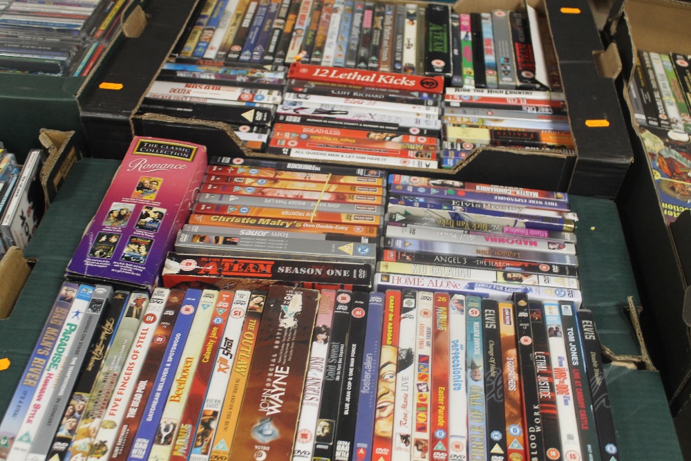 TWO TRAYS OF ASSORTED DVDS
