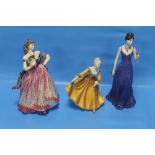 TWO ROYAL DOULTON FIGURINES "CARMEN" AND "KIRSTY", TOGETHER WITH A ROYAL WORCESTER FIGURINE " A