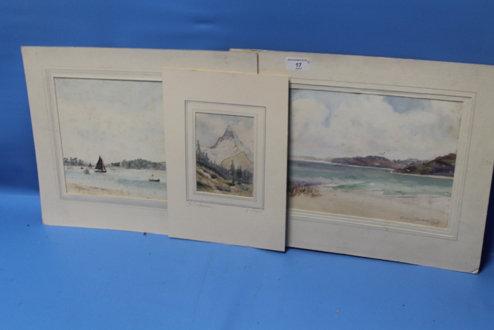 A PAIR OF WATERCOLOURS DEPICTING COASTAL SCENES SIGNED WILFRID C.HAWTHORN, TOGETHER WITH ANOTHER