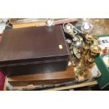 SMALL COLLECTION OF METALWARE, CUTLERY BOX ETC