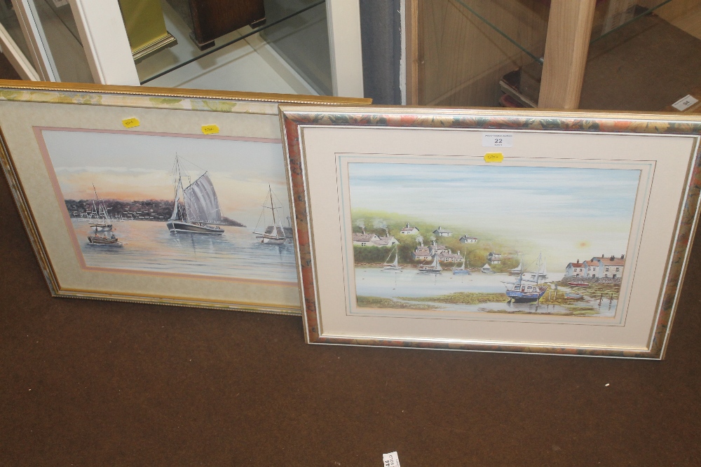 A PAIR OF WEST COUNTRY HARBOUR SCENE WATERCOLOURS BY FRANK HALLSE