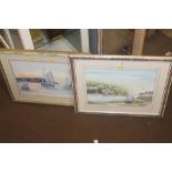 A PAIR OF WEST COUNTRY HARBOUR SCENE WATERCOLOURS BY FRANK HALLSE
