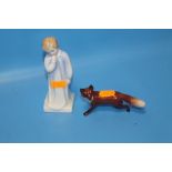 A ROYAL DOULTON "DARLING" FIGURE AND A BESWICK FOX A/F