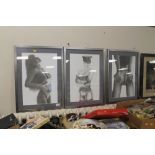 THREE FRAMED EROTIC PRINTS BY JAMES BENTLEY