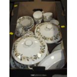 A TRAY OF WEDGWOOD FLORAL TEA AND DINNER WARE TO INCLUDE A PAIR OF TUREENS