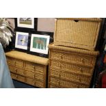 THREE MODERN WICKER CHEST OF DRAWERS