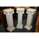 A SET OF THREE WHITE PLINTHS H - 96 CM (3)