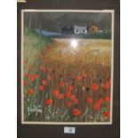 A FRAMED AND GLAZED PASTEL BY BRIAN PHILLIPS ENTITLED LIPSTICK POPPIES ON TUESDAY ( NEAR DIRTY