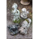 FOUR ANIMAL GARDEN ORNAMENTS