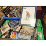 A TRAY OF ASSORTED CDS TOGETHER WITH A BOX OF BOOKS