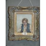 A VINTAGE FRAMED OIL ON CANVAS PORTRAIT STUDY OF ENTITLED FACE INSCRIBED VERSO