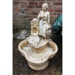 A LARGE GARDEN WATER FEATURE WITH FEMALE FIGURE H - 68CM