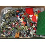 A QUANTITY OF VINTAGE LEGO AND TOY SOLDIER FIGURES ETC.