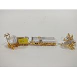 TWO SMALL SWAROVSKI CRYSTAL FIGURES TOGETHER WITH A SIMILAR CRYSTAL TRAIN FIGURE (3)