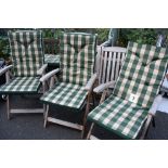 FIVE FOLD UP GARDEN CHAIRS WITH CUSHIONS