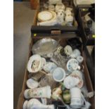 TWO TRAYS OF ASSORTED CERAMICS AND GLASS TO INCLUDE AYNSLEY, WEDGWOOD ETC.