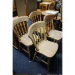 FOUR PINE KITCHEN CHAIRS A/F