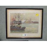 A VINTAGE FRAMED AND GLAZED WATERCOLOUR DEPICTING SHIPS SIGNED P. EADRILE. RICHARDSON 1903