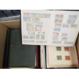 A LARGE BOX OF ASSORTED STAMPS LOOSE AND IN ALBUMS TO INC FIRST DAY COVERS