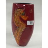 A LARGE SIGNED ANITA HARRIS ART POTTERY SEAHORSE PATTERN VASE