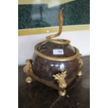 AN UNUSUAL GILT AND MARBLE TABLE CENTREPIECE H - 32 CM