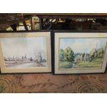 TWO SIGNED LIMITED EDITION FRAMED AND GLAZED JOHN FREEMAN PRINTS ENTITLED BYLANDS ABBEY AND ROCHE