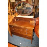 AN EDWARDIAN MAHOGANY INLAID DRESSING TABLE