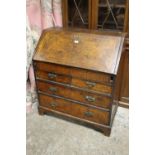 AN ANTIQUE WALNUT BUREAU - W 91 1/2 cm