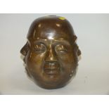 A BRONZE FOUR FACE BUDDHA WITH ORIENTAL FOUR FIGURE BACK STAMP