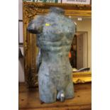 A BRONZED MALE TORSO - H 78 cm