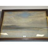 A FRAMED AND GLAZED WATERCOLOUR DEPICTING A SEASCAPE