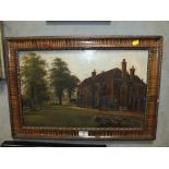 A 19TH CENTURY OIL ON BOARD DEPICTING A MANOR HOUSE BY G WILLIS PRYCE