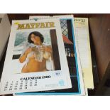 A COLLECTION OF 1970/1980'S MAYFAIR CALENDARS ETC