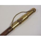 AN UNUSUAL CANADIAN BRASS TOP SWAGGER STICK WITH HIDDEN LIGHTER