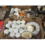 TWO TRAYS OF ASSORTED CERAMICS TO INCLUDE A SADLER TEAPOT, DOULTON CHARACTER JUG ETC.