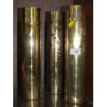 THREE LARGE BRASS TRENCH ART VASES