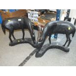 A PAIR OF LARGE EBONISED GAZELLE FIGURES